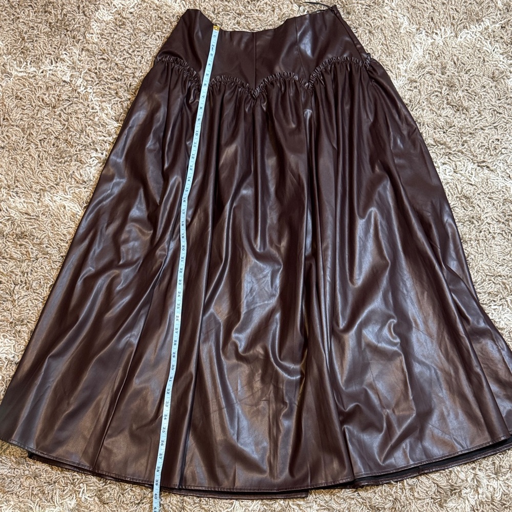 Mare Mare Anthropologie Basque Waist Faux Leather Maxi Skirt size Large - Picture 12 of 15